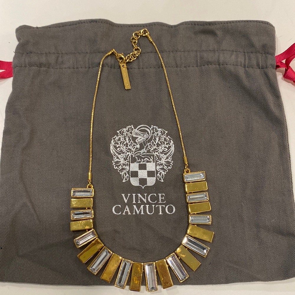 Vince Camuto gold and crystal statement necklace